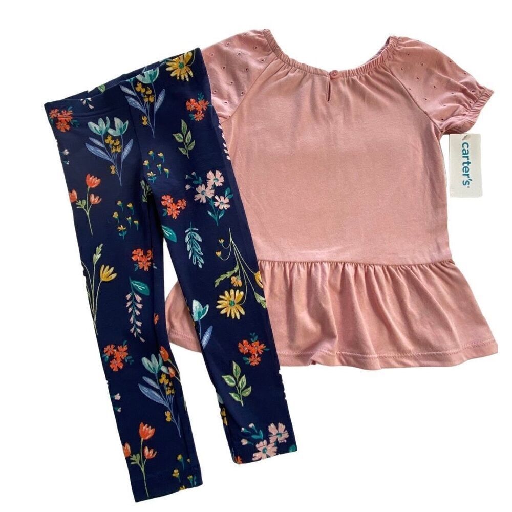 CARTER’S Girl’s 2T Peplum Tee & Floral Leggings Set - Picture 1 of 7